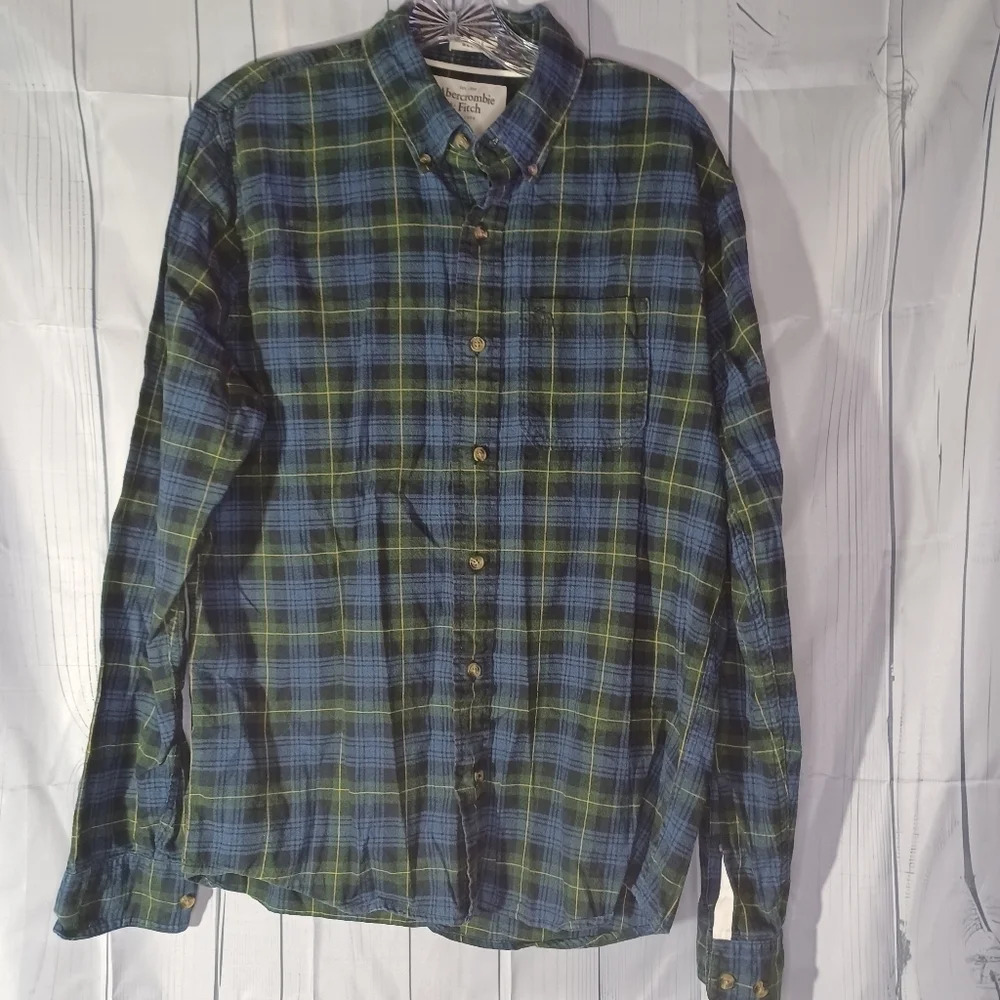 Abercrombie & Fitch Men's muscle plaid flannel shirt 100% cotton